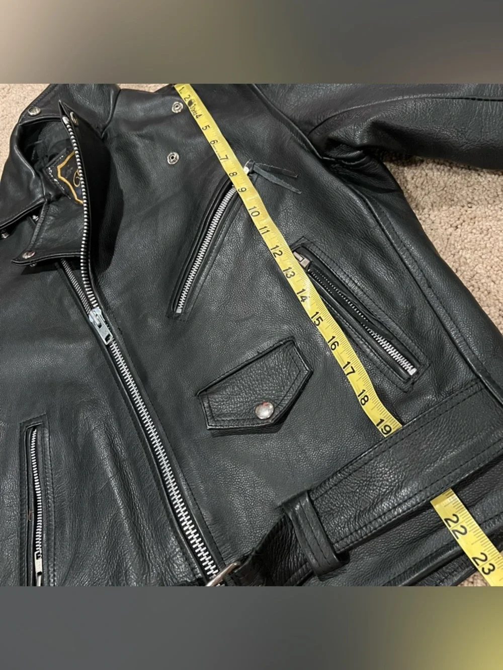 DALLAS Premium 100% Cowhide Leather Classic Black Moto Jacket Silver Hardware - Picture 11 of 14